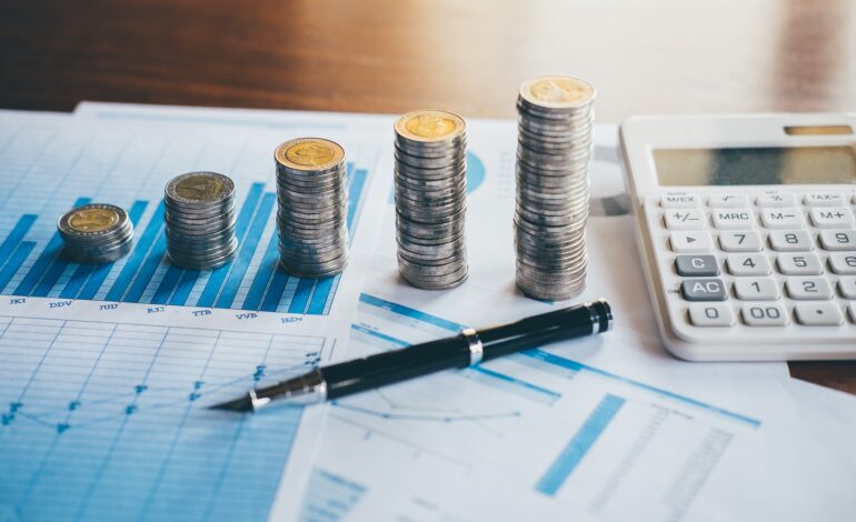 Business finance with report document