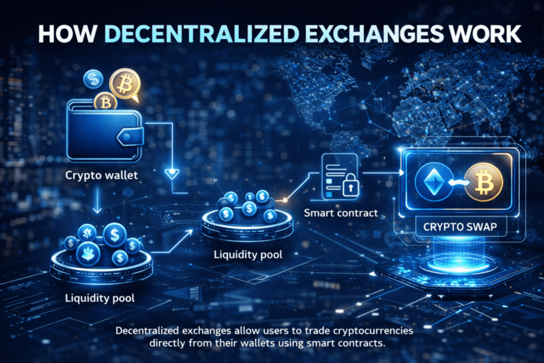 Decentralized exchange trading using liquidity pools and smart contracts
