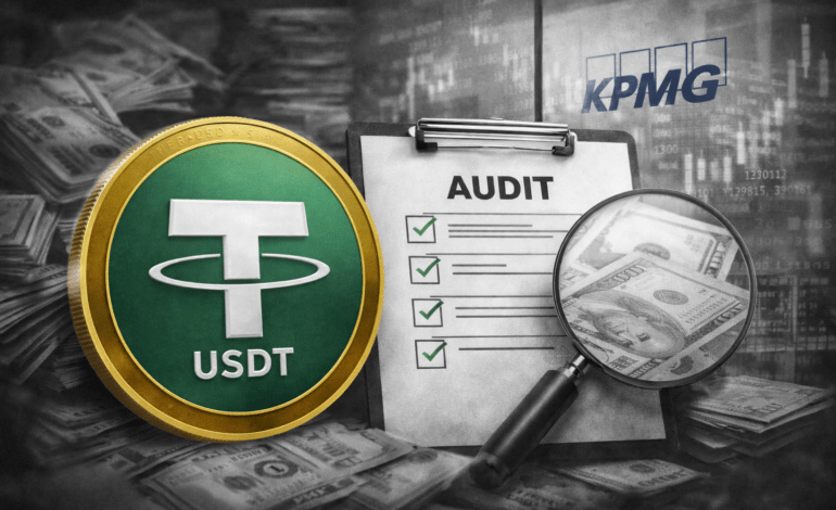 Tether stablecoin audit illustration showing financial verification and USDT backing