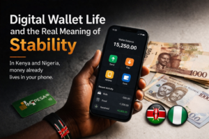 African user making payments on a smartphone digital wallet showing stablecoin concept and mobile money usage