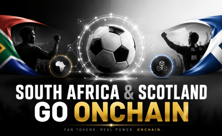 South Africa and Scotland football teams go onchain with Chiliz Fan Tokens, showing a football connected to blockchain technology.