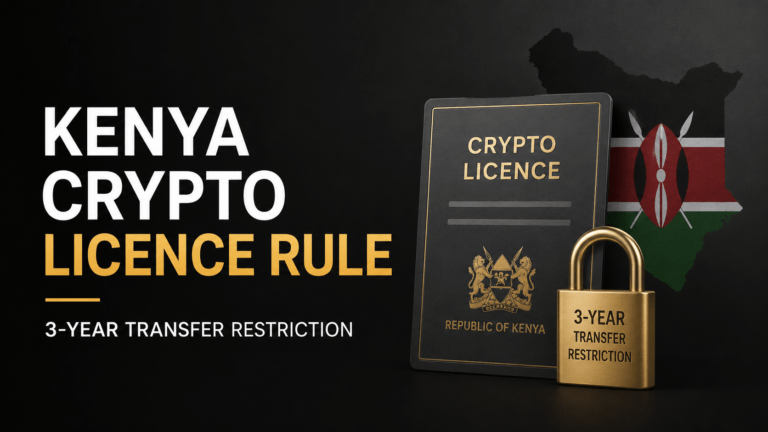 Kenya crypto licence with three-year transfer restriction
