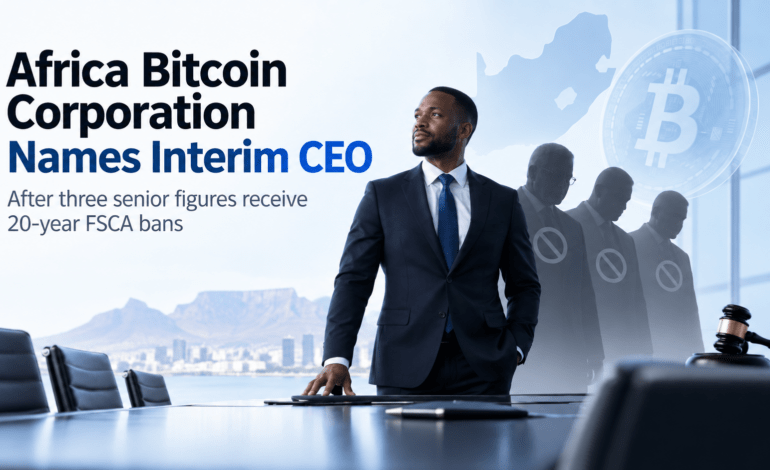 Africa Bitcoin Corporation interim CEO leadership change after three senior figures receive FSCA bans