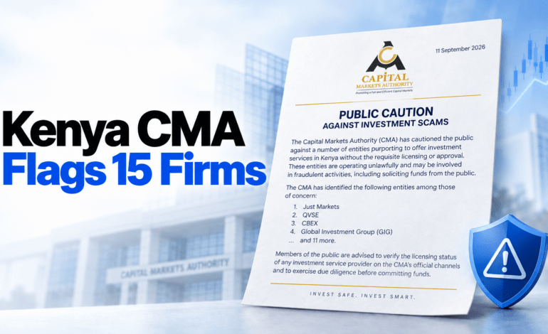 Kenya CMA flags Just Markets, QVSE, CBEX and 12 other investment firms