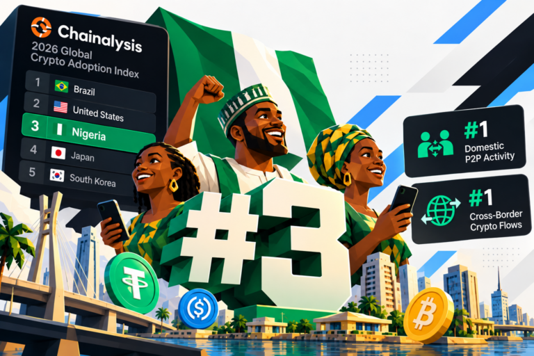 Nigeria ranked third in Chainalysis 2026 Crypto Adoption Index and first for P2P and cross-border crypto activity