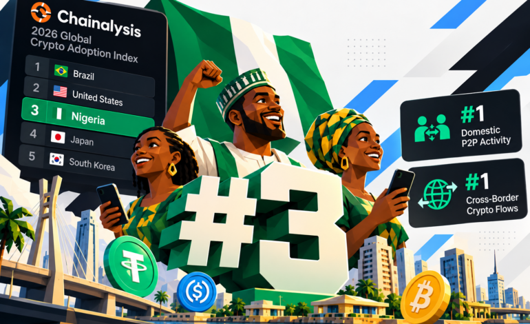 Nigeria ranked third in Chainalysis 2026 Crypto Adoption Index and first for P2P and cross-border crypto activity