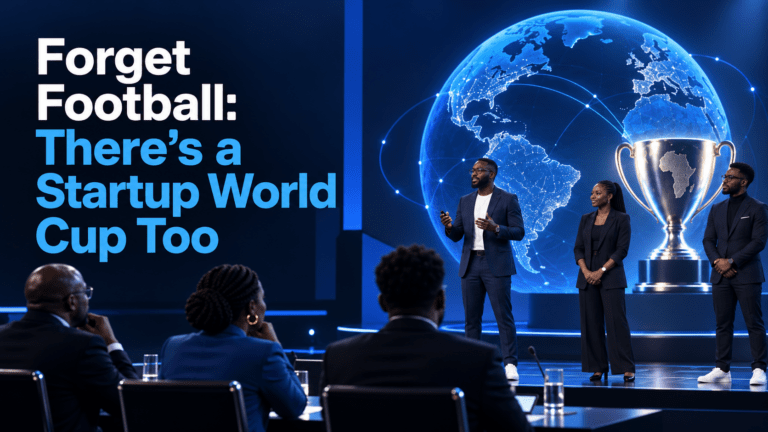 African founders pitching on stage at the Startup World Cup