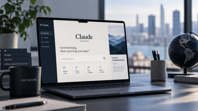 Computer displaying Claude AI representing Anthropic's planned public benefit fund