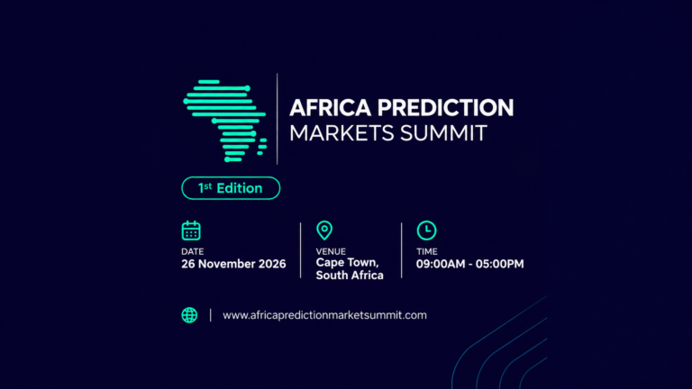 Africa Prediction Markets Summit 2026 event graphic with the Cape Town venue, 26 November date, and summit details.
