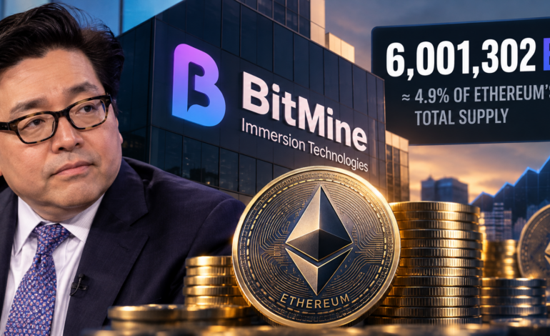 BitMine holds more than 6 million ETH, representing nearly 5% of Ethereum’s total supply